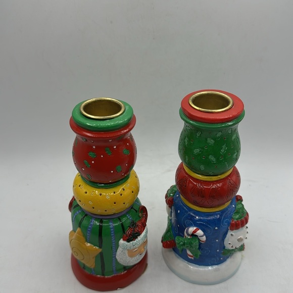 Happy Holidays Candle Stick Holder set of 2 - Picture 2 of 5